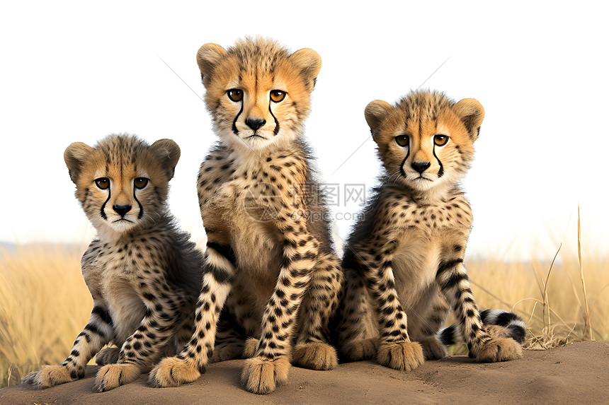 三只猎豹幼崽图片