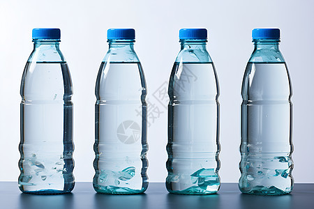 一排透明的瓶子图片