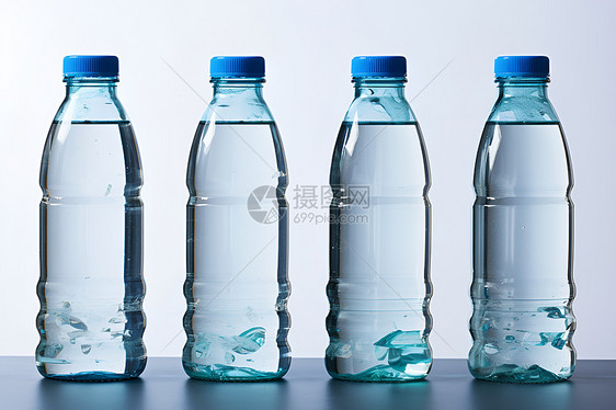 一排透明的瓶子图片