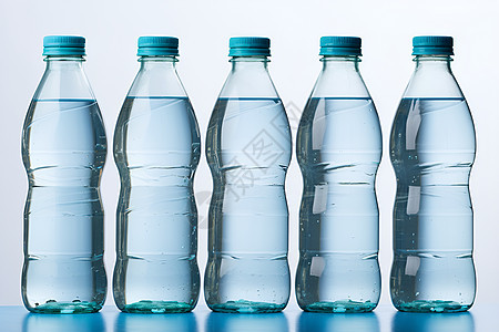 一排塑料水瓶图片