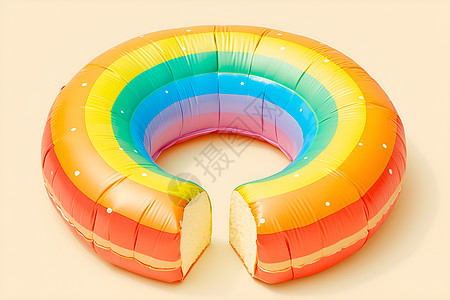 彩虹的面包漂浮圆圈高清图片