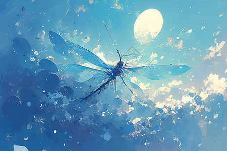绘画的蜻蜓插画背景图片