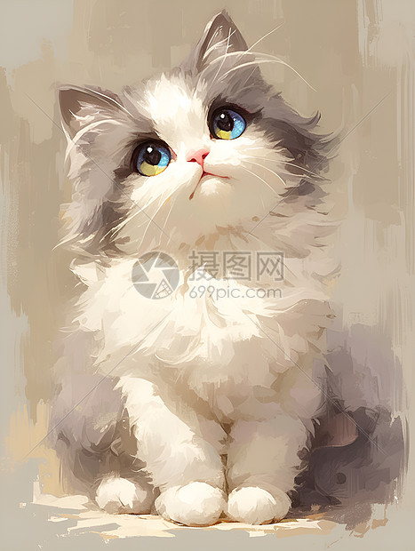 可爱的小猫咪插画图片