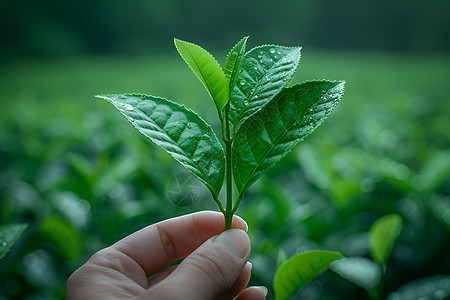 手握茶叶背景图片