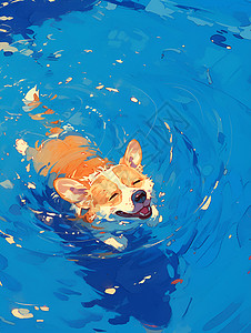 碧波畅游的小狗图片