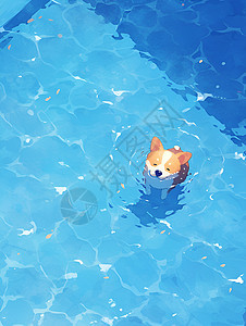 夏日游泳的小狗图片