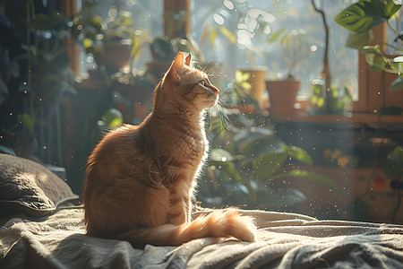 阳光与猫素材家中的猫咪背景
