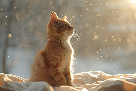 窗外阳光下的猫咪图片