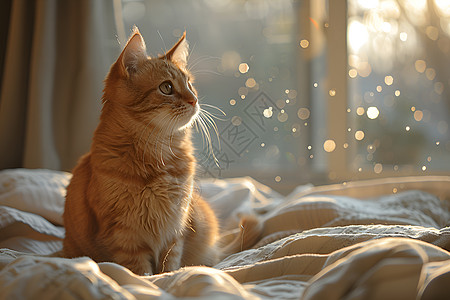 阳光与猫素材床边的猫儿背景