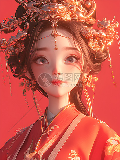 中国风少女与皇冠图片