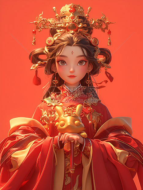 少女穿着精致的华服图片