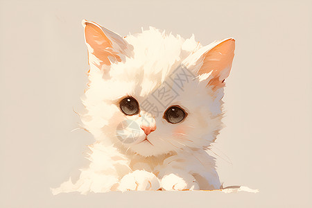 可爱的白底小猫插画