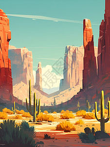 沙漠风情插画图片
