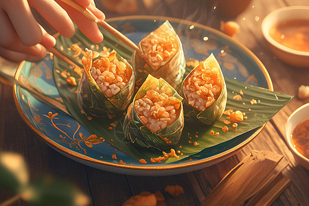 美味健康的粽子背景图片