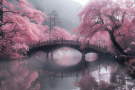 美丽樱花桥图片