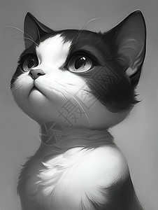 可爱黑白色的猫咪图片