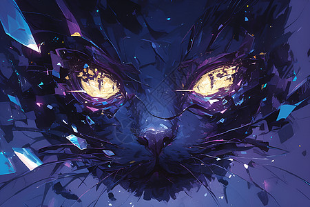 迷幻紫蓝交织的猫图片