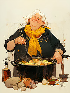 做饭的奶奶厨房老人高清图片