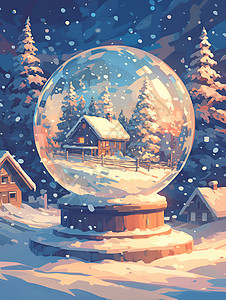 冬日玻璃球的仙境图片