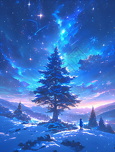 星辰下的大树图片