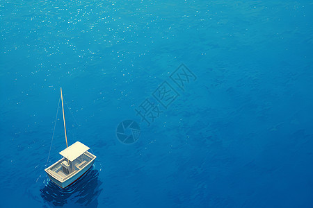 宁静水面上航行的小船图片