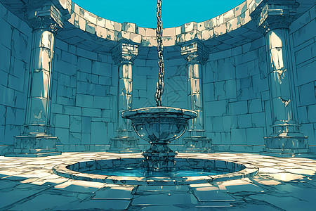 柱子围绕的喷泉图片