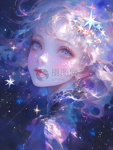 星辰梦境中的少女图片