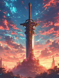 夕阳下的巨剑高清图片