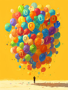彩虹气球字母图片
