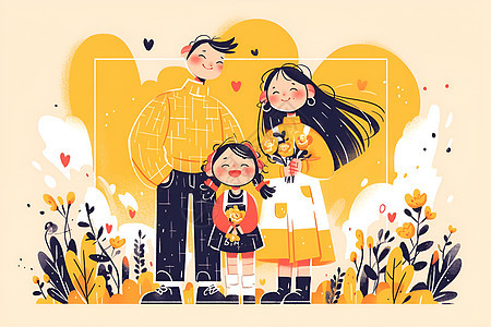 幸福的家庭彩绘图片