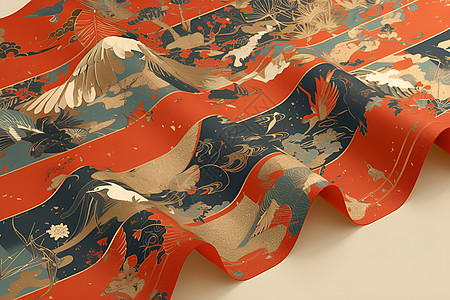中国风布匹中国民族风花纹高清图片