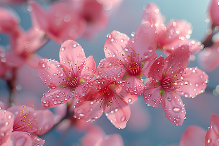带水滴的樱花图片