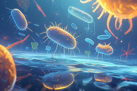 漂浮的细菌插画图片