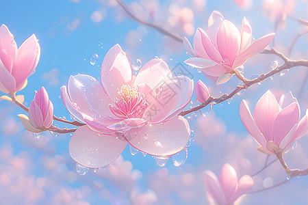 春日公园的粉色玉兰图片