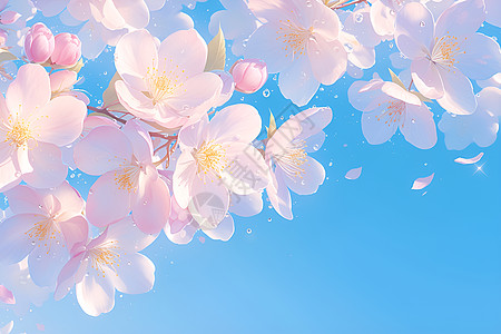蓝天下的花朵高清图片