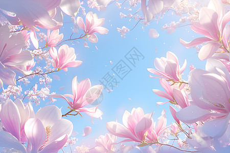春日绽放的玉兰花图片