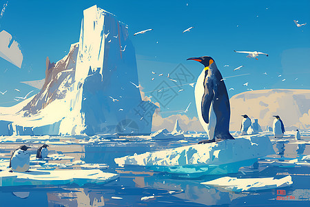 冰山上的企鹅图片