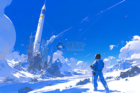 雪地中的火箭图片