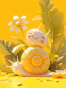 快乐的蜗牛与花环图片
