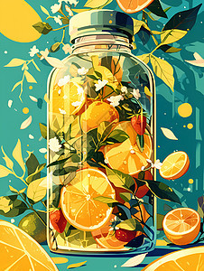 果汁瓶中的橙图片