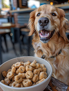 狗狗享用食物图片