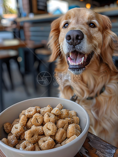 狗狗享用食物图片