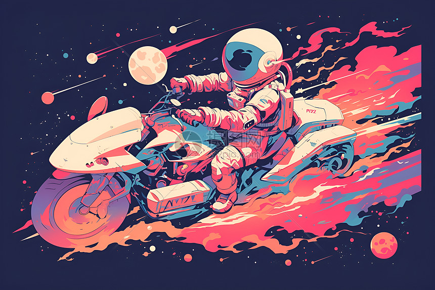 太空中骑摩托车的人图片