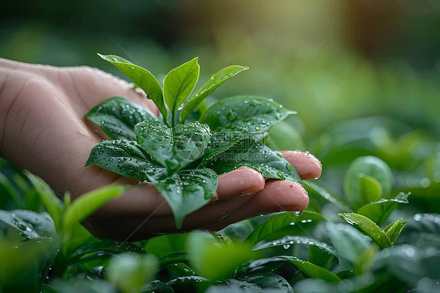 手握茶叶图片