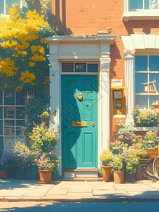 住宅门口的绿植背景图片