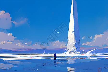 海滩上的白色高塔图片