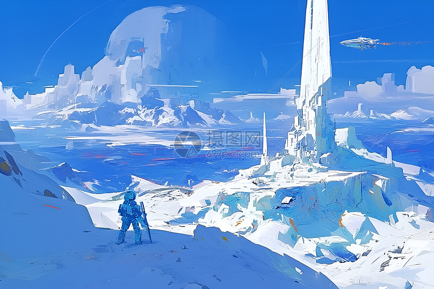 奇幻的飞船冰景图片