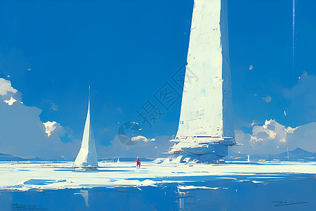 冰上白色方尖碑飞船图片