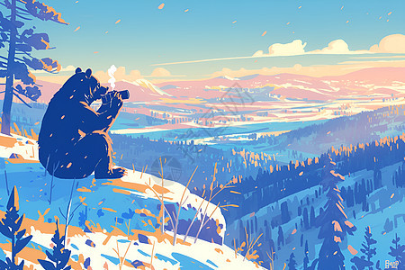 熊捕捉雪景图片