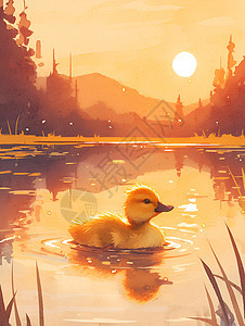 湖上的小鸭图片